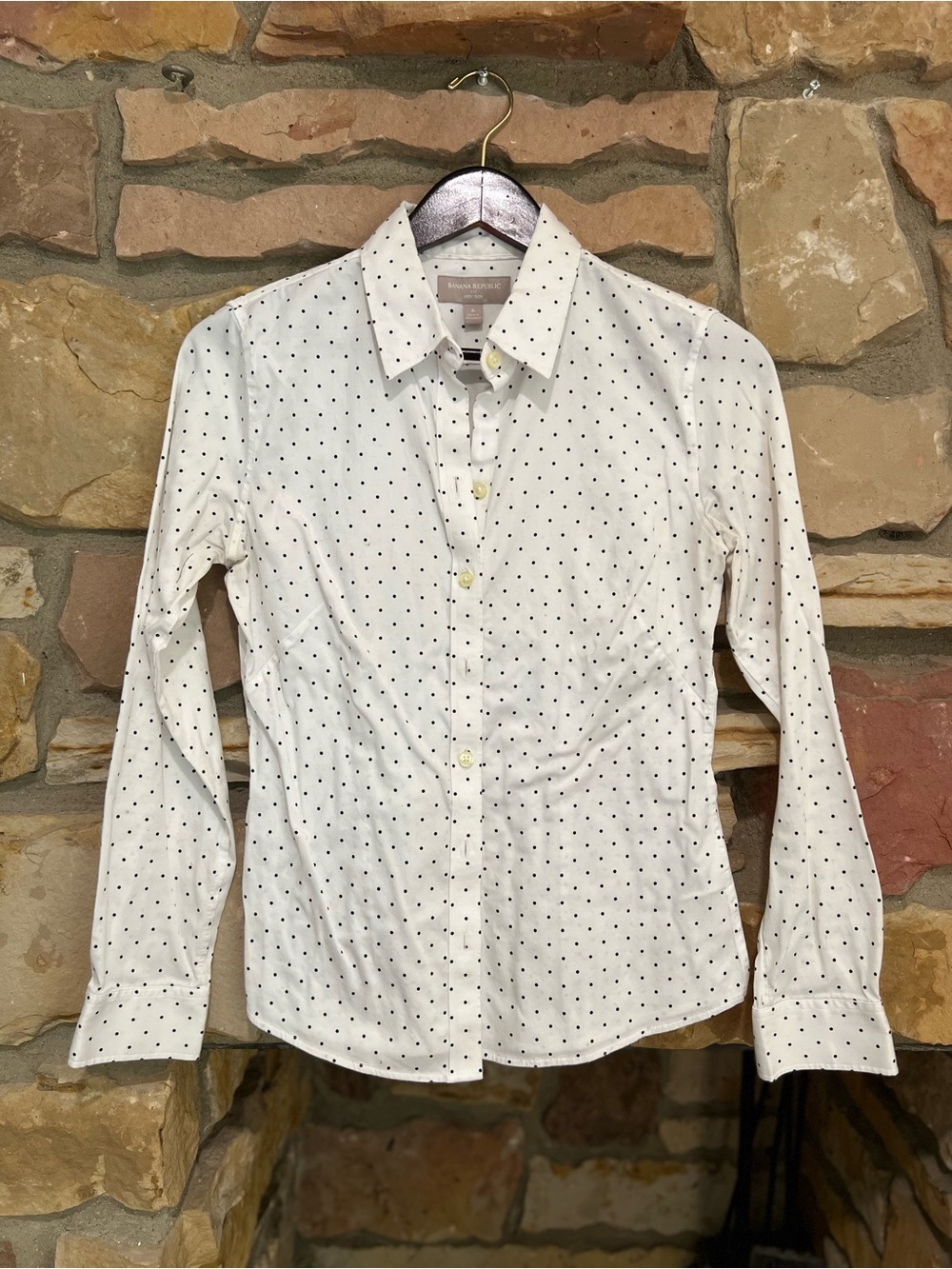 Banana Republic White with Black Dots Button Down Shirt
